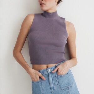 Madewell Ribbed Mock SL Neck Tank Top - Lavender - New without tags